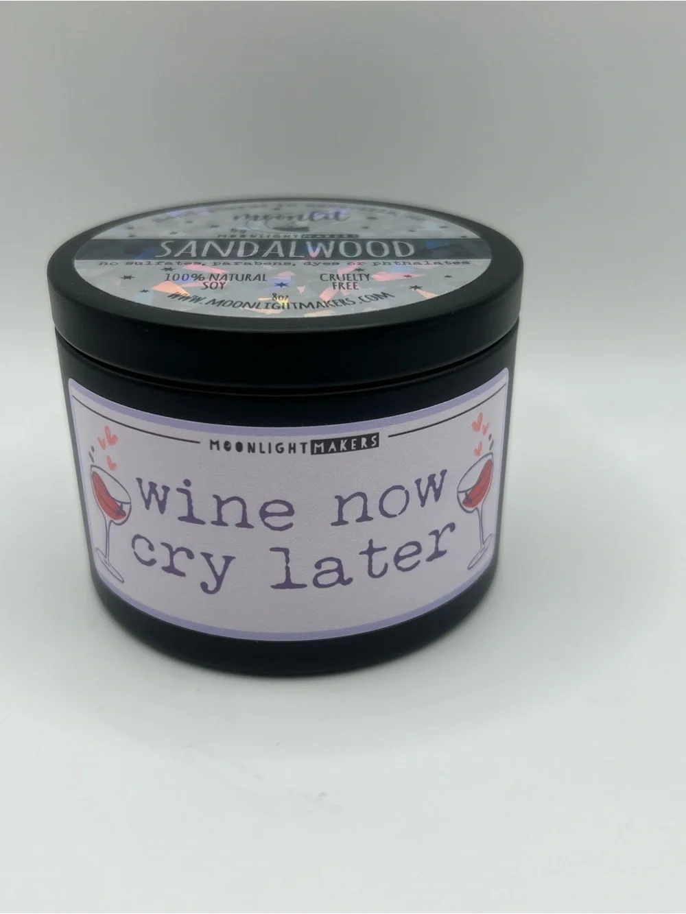 “wine now cry later” Sandalwood Scented Candle 🍷🕯️